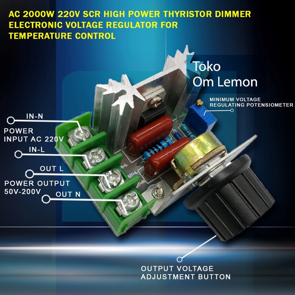 Jual Dimmer SCR 2000W voltage regulator speed controller motor suhu ...