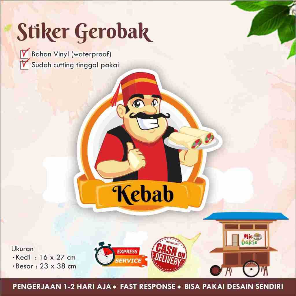 Jual Stiker Kaca Gerobak Vinyl Kebab Label Makanan | Shopee Indonesia