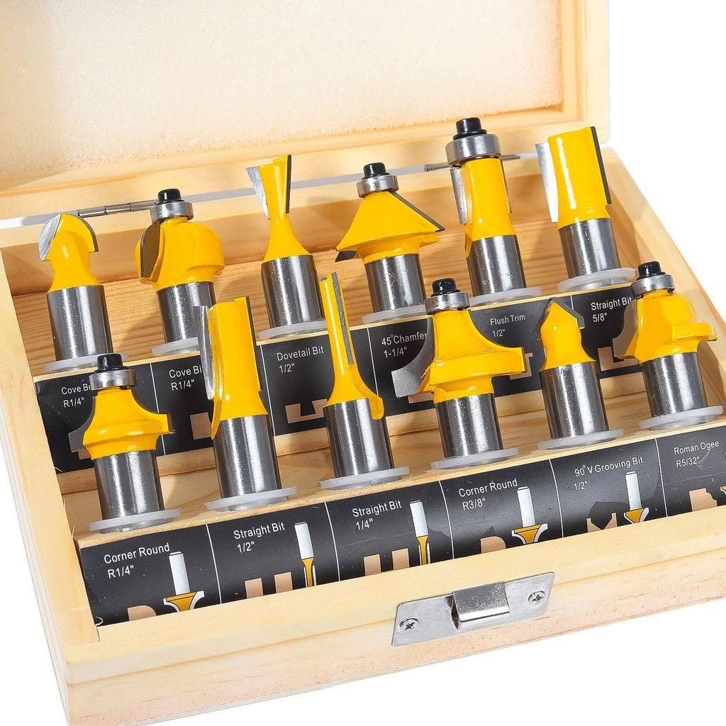 Jual (HANUN01) Mata Mesin Profil Router Bit Set 12 Pcs 1/4