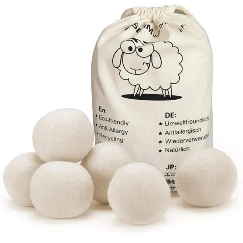Jual 1-12Pcs Reusable Wool Dryer Balls Softener Laundry Home Washing 4 ...