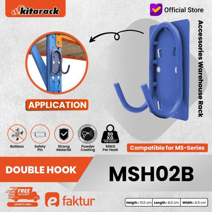 Jual Double Hook MS Series Gantungan Besi 50KG Hanger Rak Extra Biru ...
