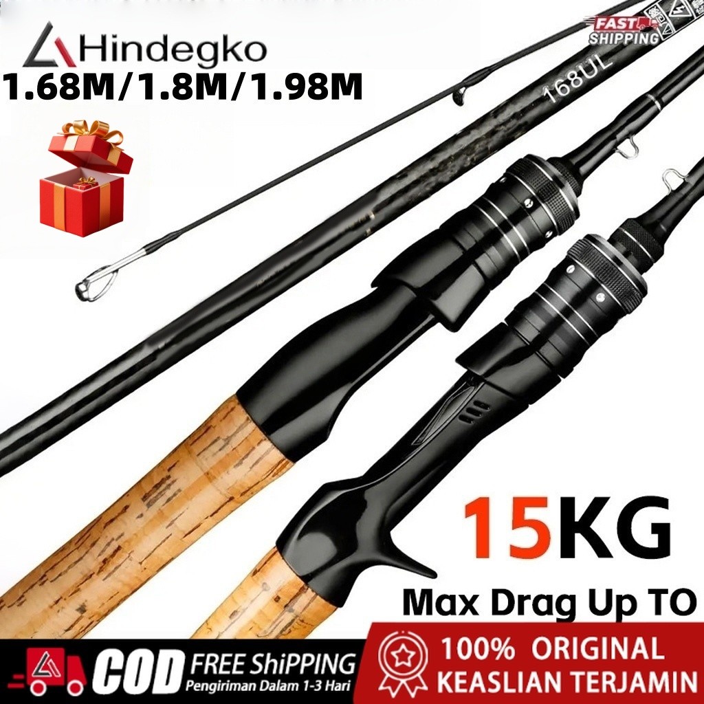 Hindegko FISHING Spinning Baitcasting Casting Fishing Rod Fishing Pole Joran simanalagi Pancing Bahan Ultra Ringan Panjang 1.68m/1.8m/1.98m pancingan casting 1 set Set Alat Mancing Profesional Lengkap Joran ogawa kapuas