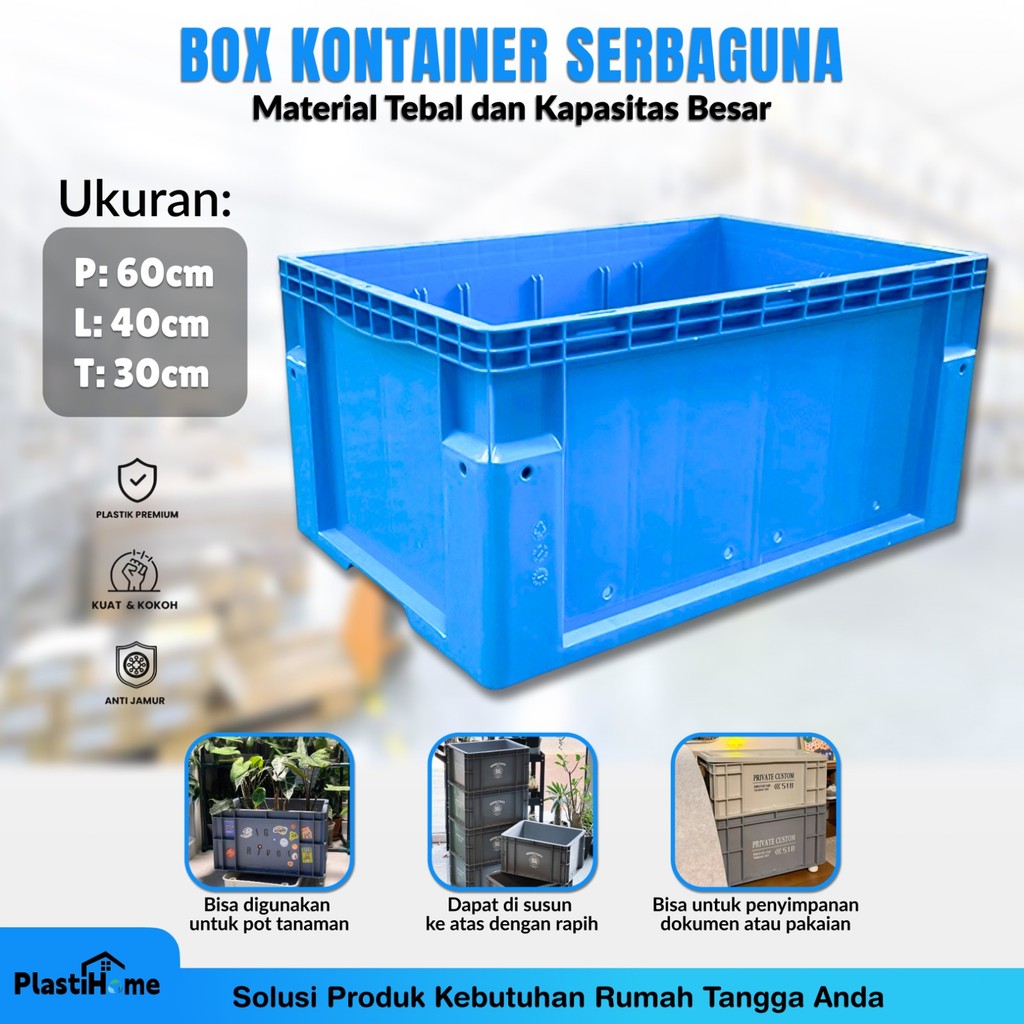 Jual Box Logistik Plastik 60×40cm Heavy Duty Stackable | Keranjang ...