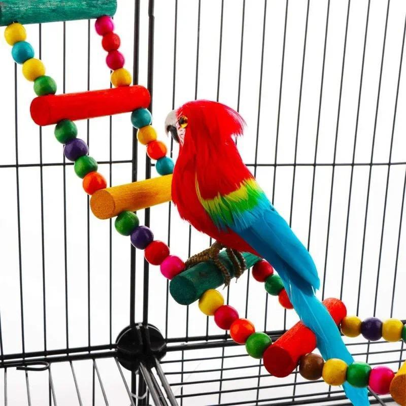 Jual Parrot Wood Colorful Climbing Ladder Toy Birdcage Station ...