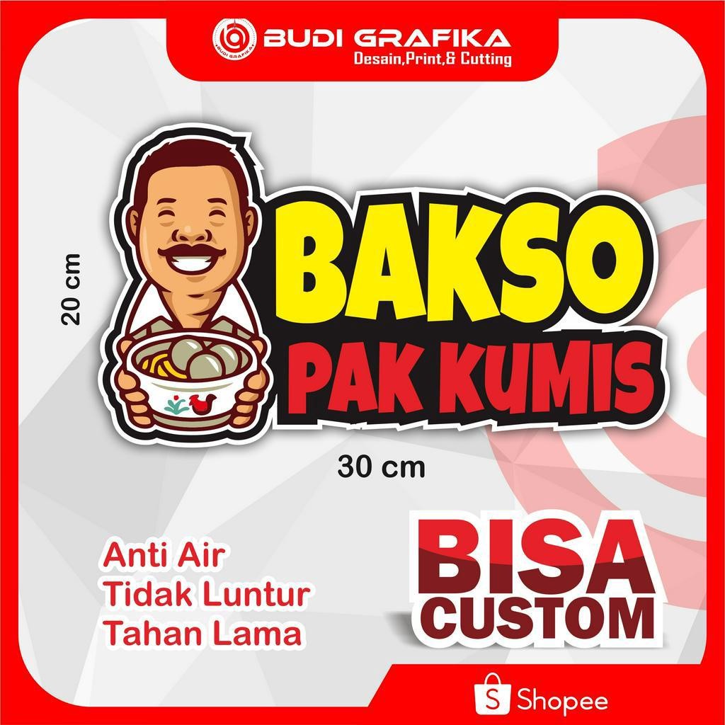 Jual Sticker Gerobak Bakso Sticker Nama Usaha Sticker Bakso Pak Kumis ...