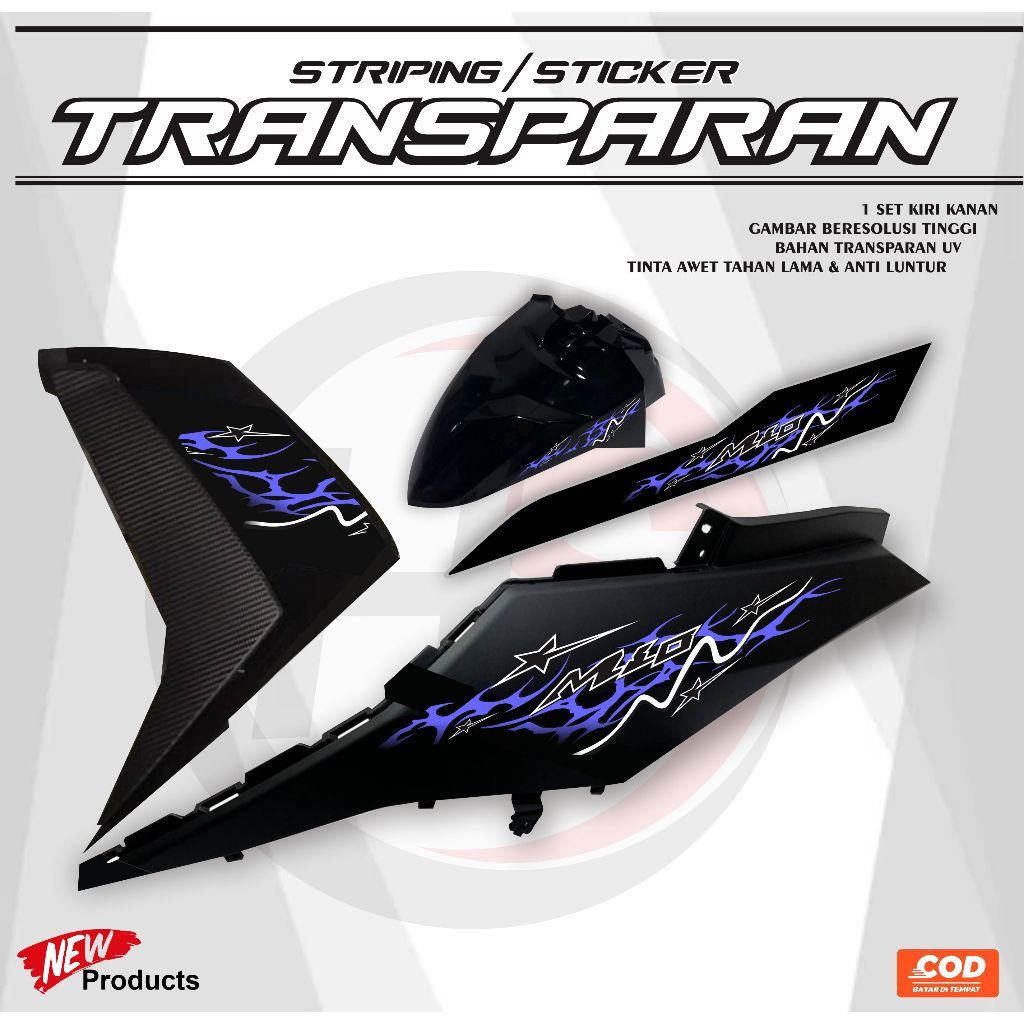 Jual Stiker Sticker Transparan Uv Clear Mio M3 Striping Mio M3 / Mio Z ...