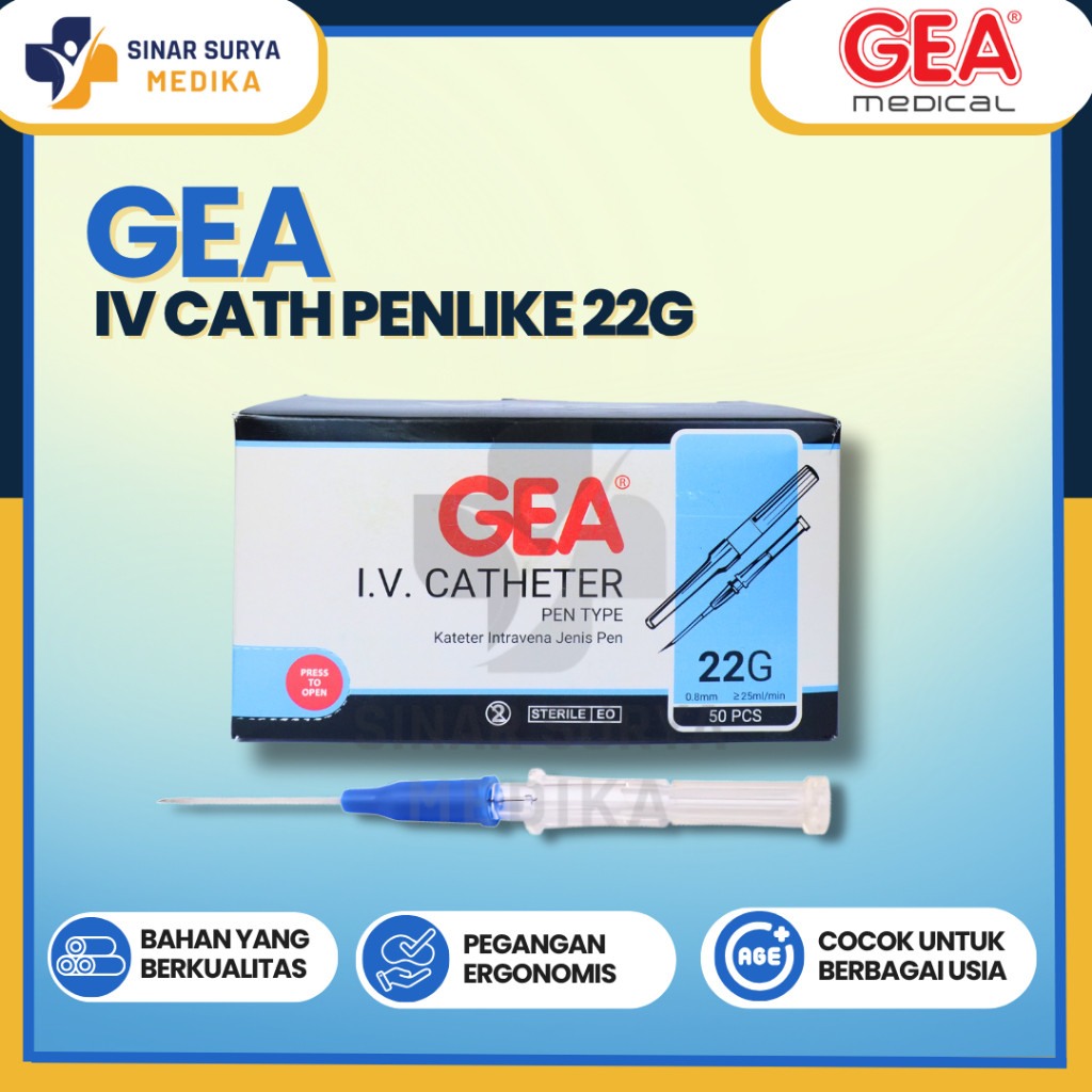 Jual GEA I.V Catheter Penlike - Jarum Infus - Kateter Penlike - 22G ...