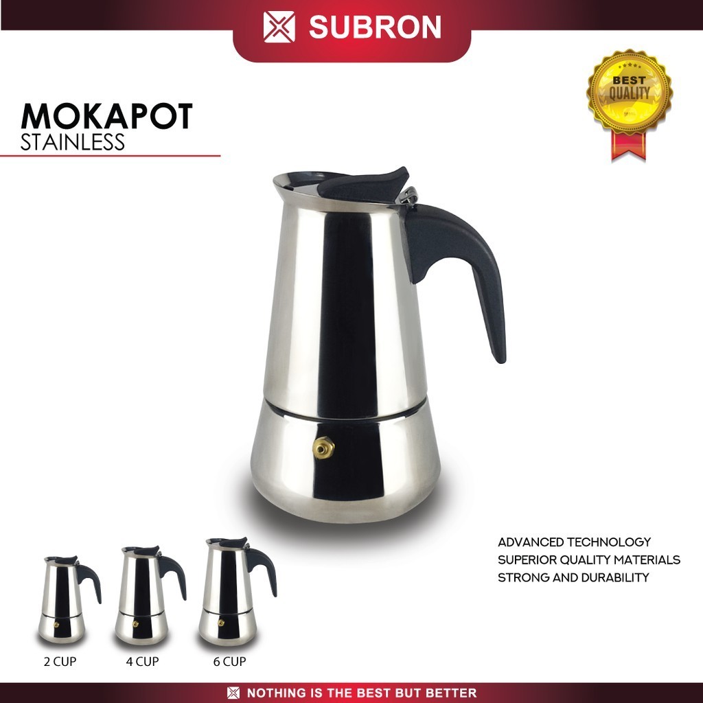 Jual SUBRON Manual Espresso Coffee Maker Mokapot Stainless 2 Cup 100ML ...