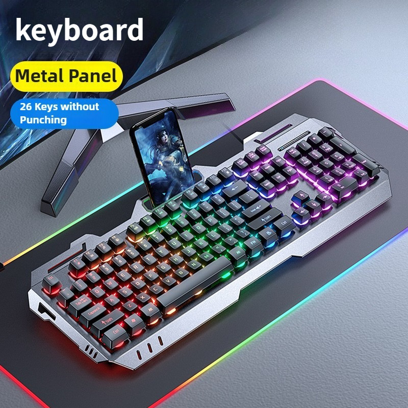 Jual Gaming Wired Mechanical Keyboard Mouse Set Rainbow Glow Backlight ...