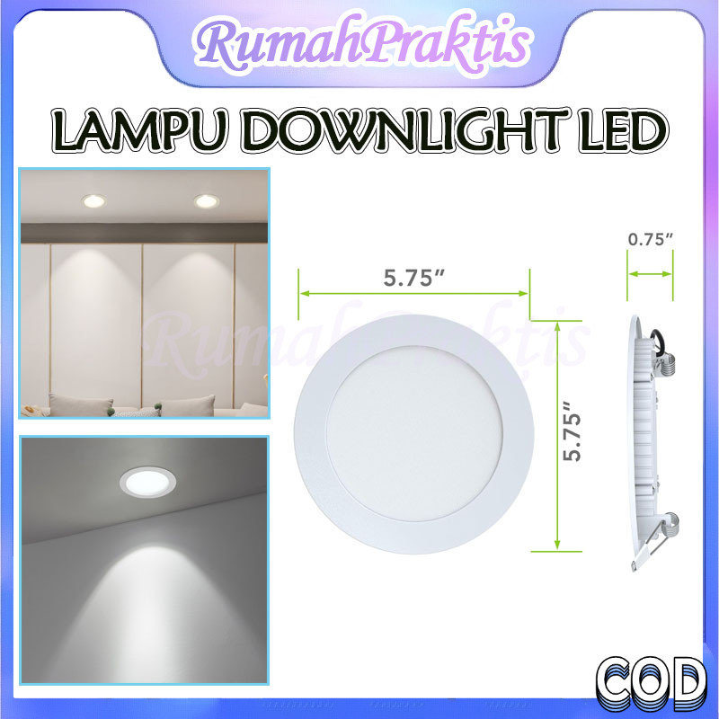 Jual lampu downlight panel led 6w 9w 12w 18w/lampu led downlight bulat ...
