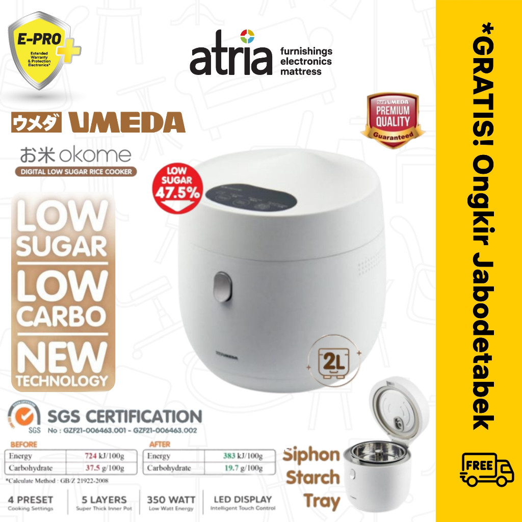 Jual Umeda OKOME Low Sugar Smart Rice Cooker | Shopee Indonesia