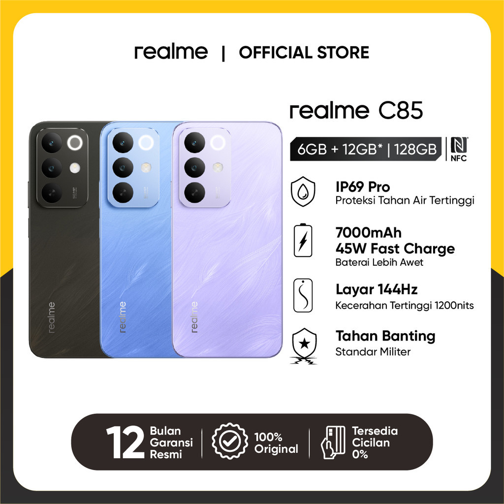 realme C85 4G 6GB+12GB*|128GB - 7000mAh Titan Battery IP69 Pro 144Hz