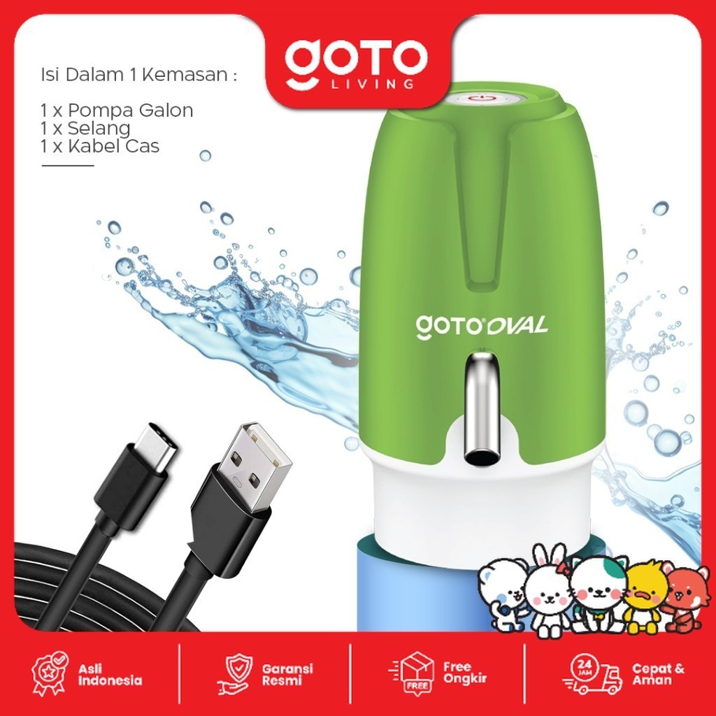 Goto Oval Gallon Pump Dispenser Air Minum USB foto 2