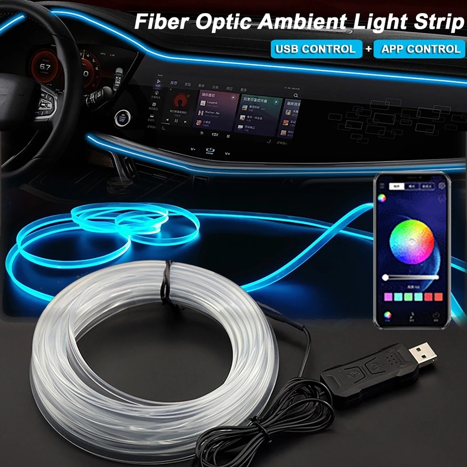 Jual 2/3/4/5M RGB Car Interior Ambient LED Light Strip Invisible USB ...