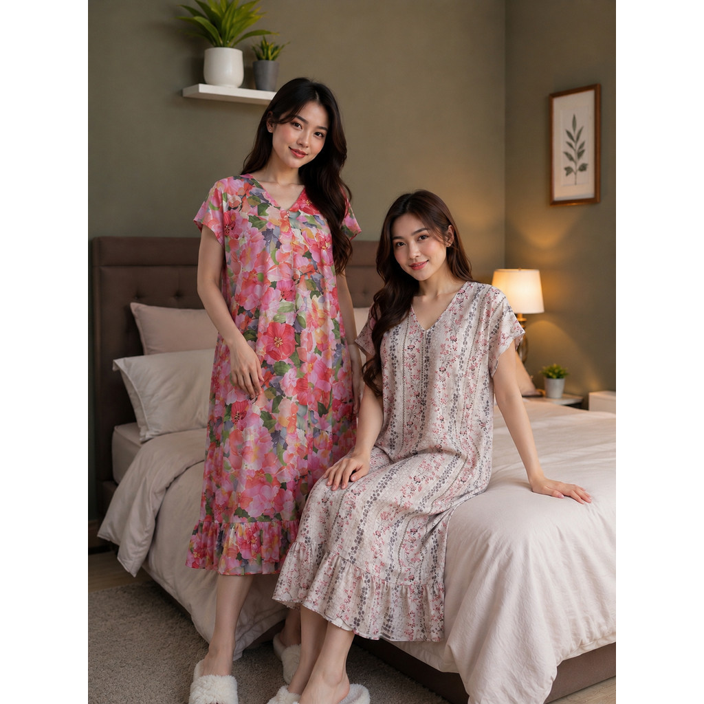 Daster Aurel Motif Viral Busuk Rayon Motif Resleting Depan Baju Tidur Simple Adem Nyaman Buat Di Pakai Sehari Hari Daily Homewear
