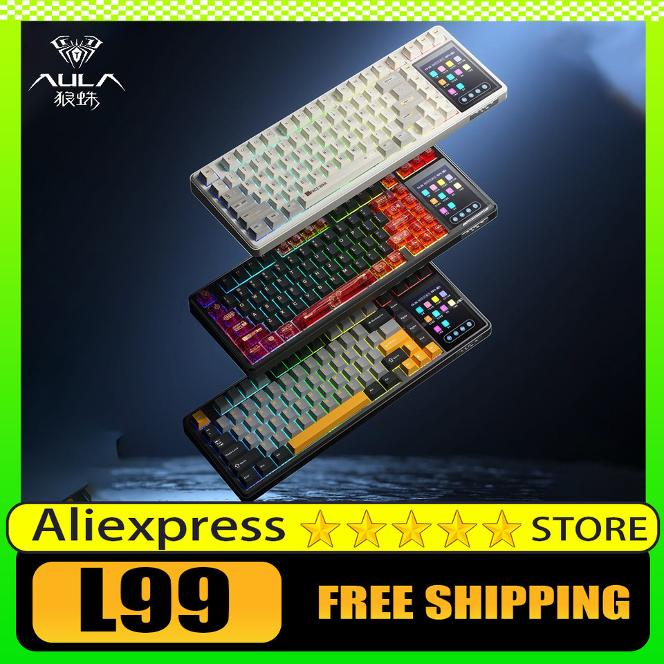 Jual AULA L99 Bluetooth Mechanical Keyboard IPS Touch Screen Wireless ...