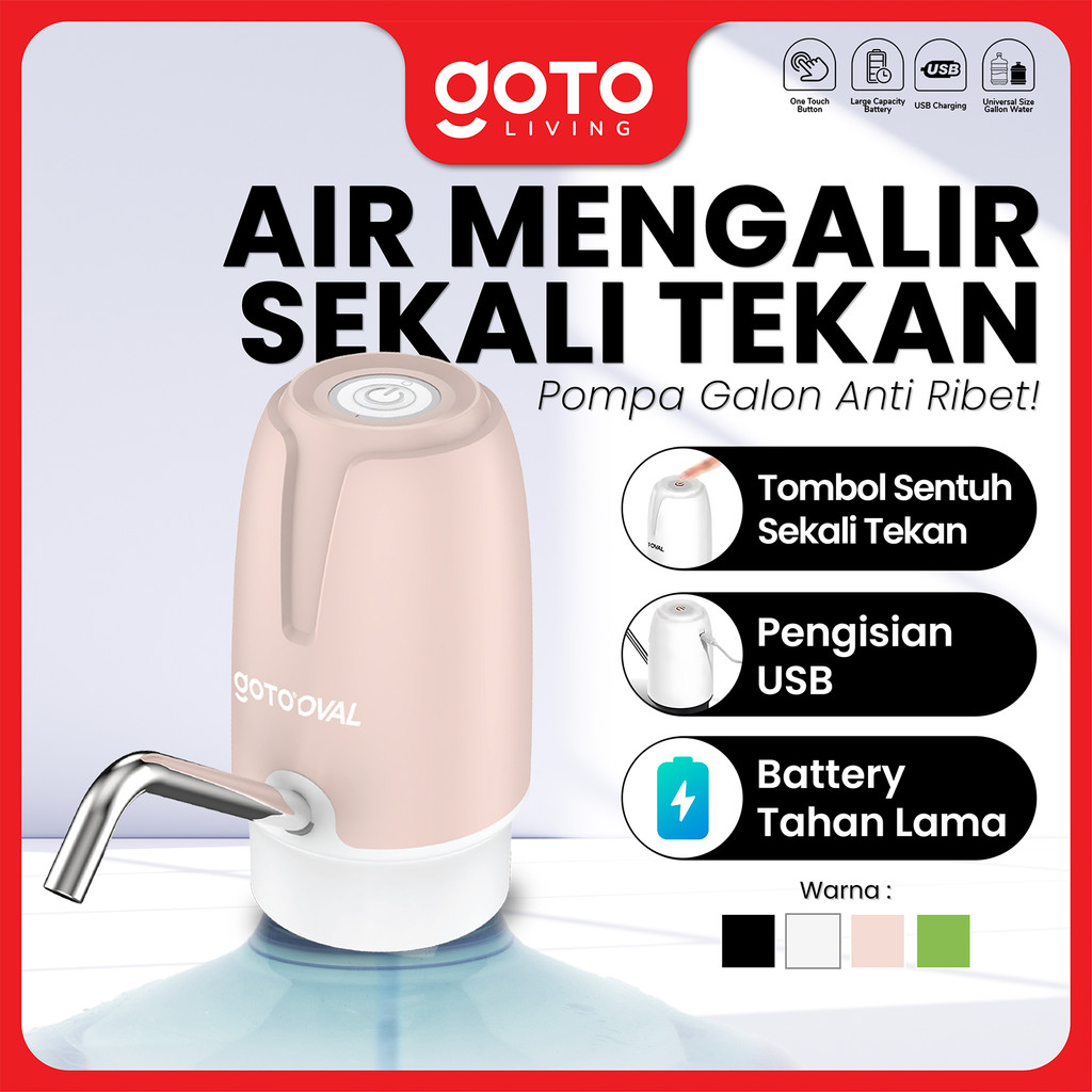 Goto Oval Gallon Pump Dispenser Air Minum USB foto 1