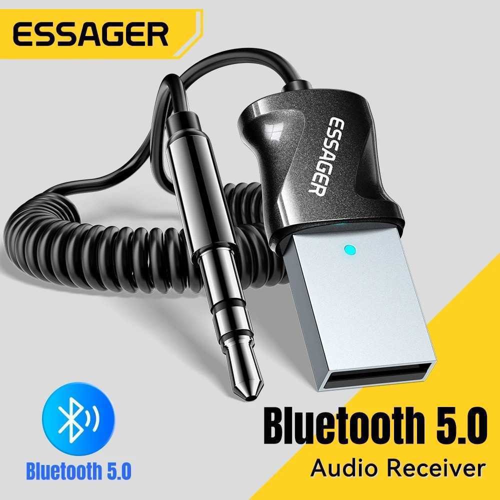 Jual Audio Bluetooth Receiver Adapter 5.0 USB AUX Spring Wire - EBT ...