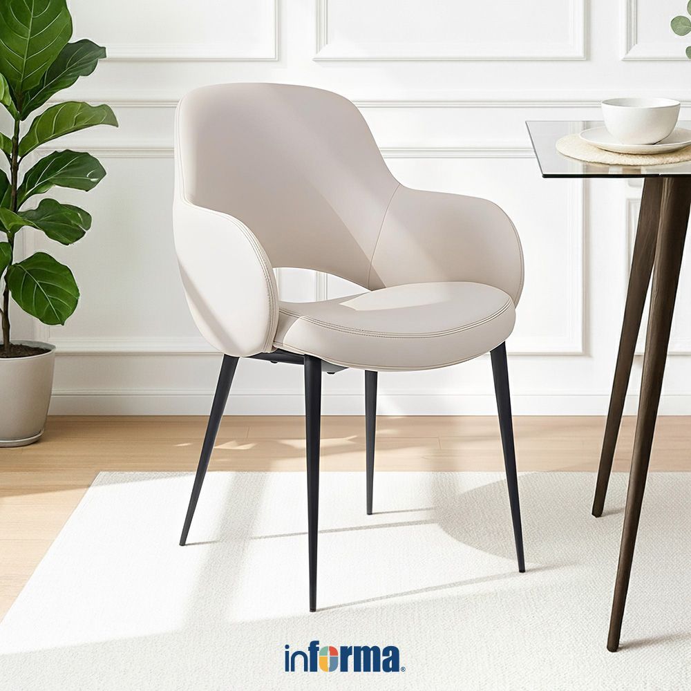 Jual Informa Yura Kursi Makan Kulit - Krem Bangku Makan Dining Chair ...