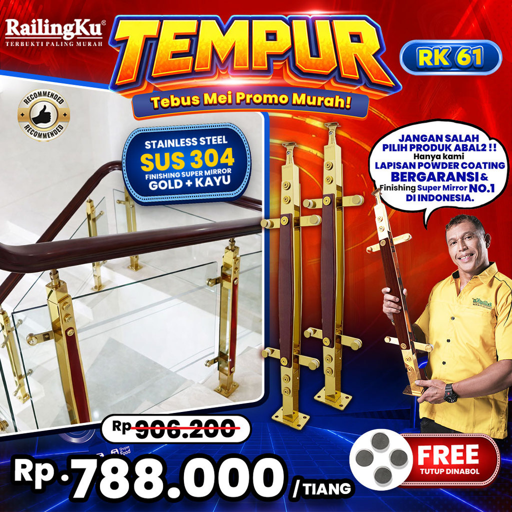 Jual Railing Tangga Stainless Gold Edition Tiang Railingku [TEMPUR!] RK ...
