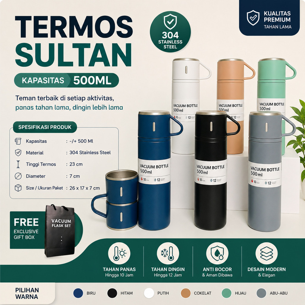 Jual TERMOS SULTAN Vacuum Flask Set Hampers Botol Minum Cangkir Premium ...