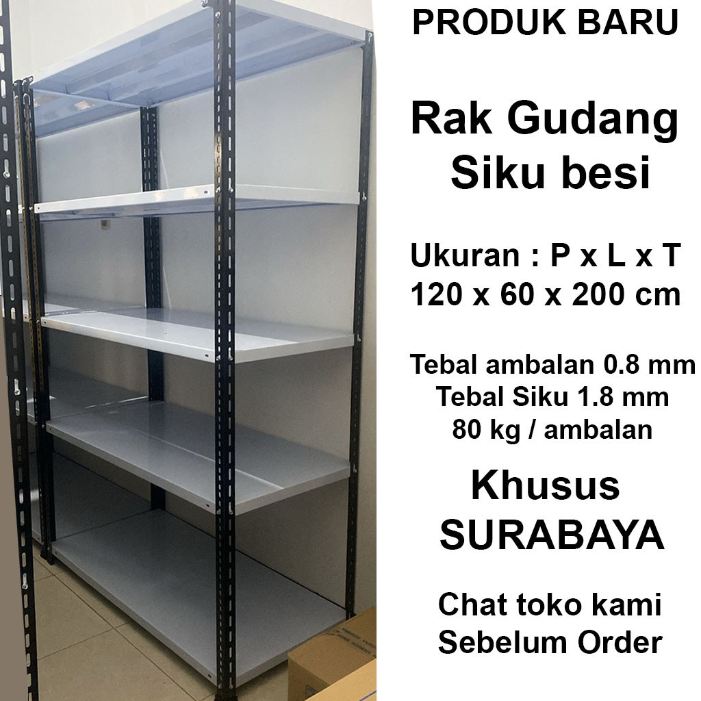 Jual Rak Besi Siku 5 Susun Rak Gudang Rak Serbaguna ukuran 60x120x200 ...