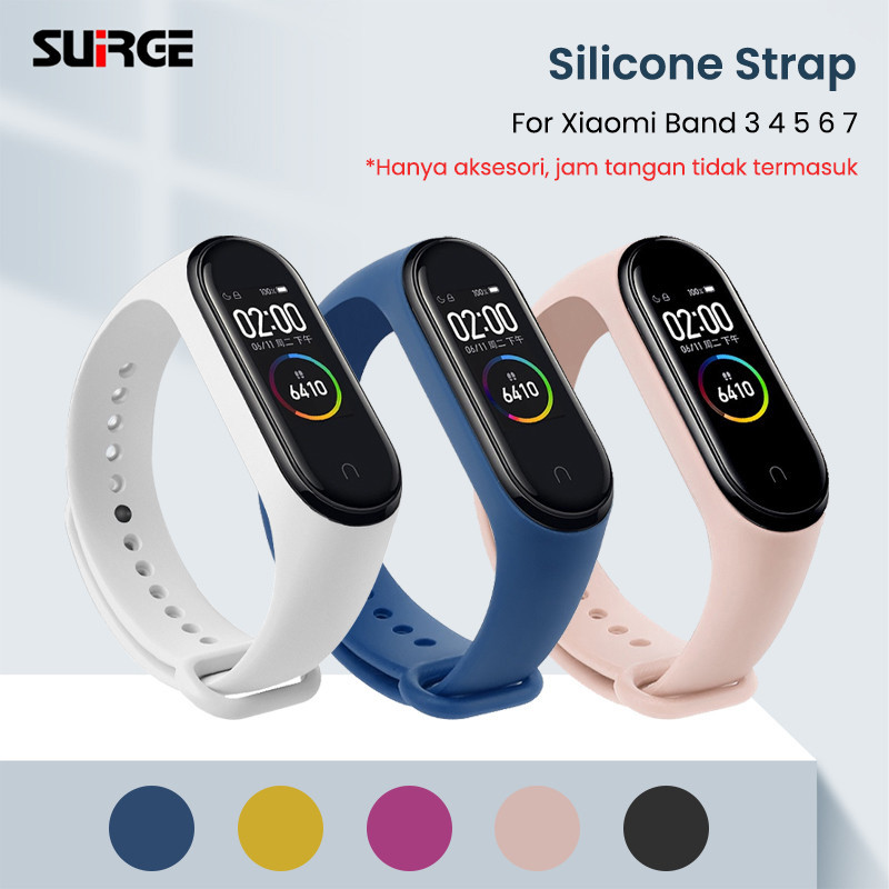 SUIRGE Hanya tali jam atau strapnya saja Tali Strap Gelang Soft Silikon Untuk Xiaomi Band 3 4 5 6 7 Motif Polos Replacement Band