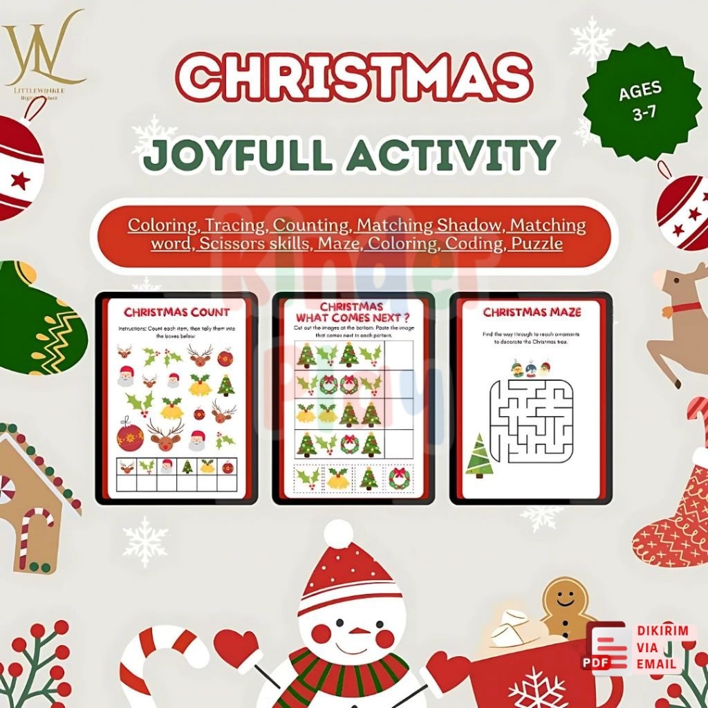 Jual Christmas Joyful Activity Worksheet Anak 3–7 Tahun | Aktivitas ...