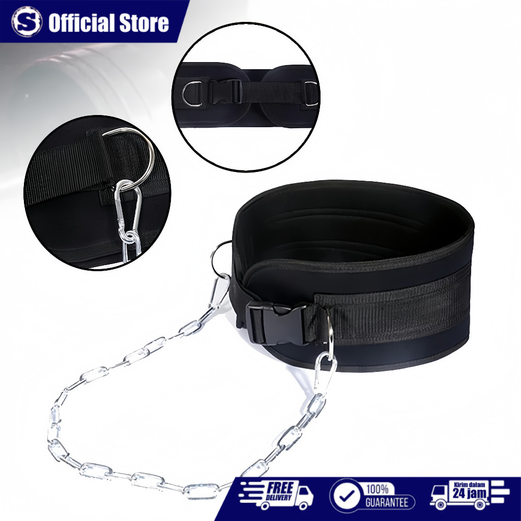 Jual Premium Pull Up Belt / Memuat Gym Sertakan Rantai Besi Sabuk Beban ...
