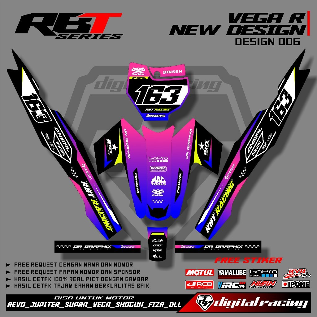 Jual Sticker Variasi RBT/GTX VEGA R NEW Stiker Striping Bebek Modif RBT ...