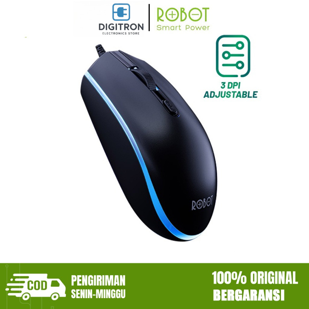 Jual ROBOT Mouse Wired Colorful LED 3 Kecepatan DPI Kursor Akurat Cocok ...