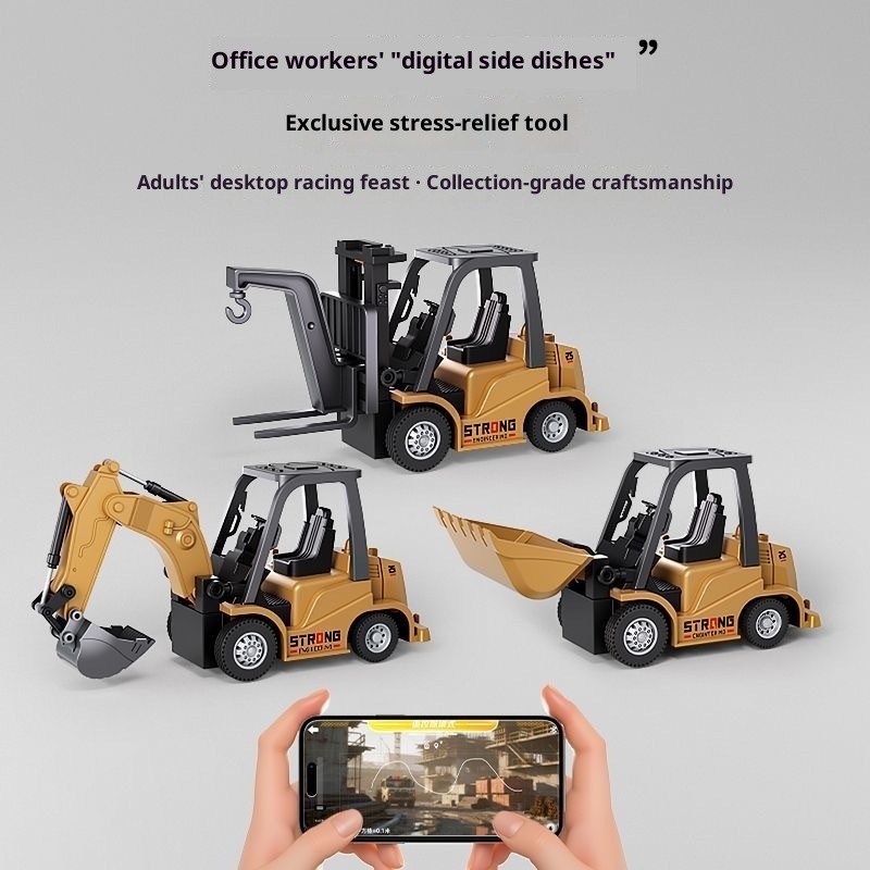 Jual 1/64 Desktop Series Mini RC Excavator Dump Truck Bluetooth Mobile ...