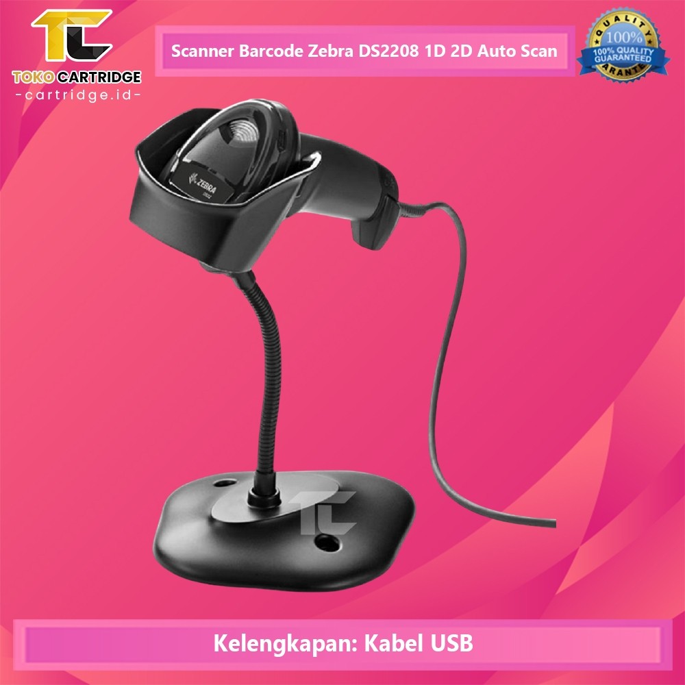 Jual Zebra Scanner Barcode 1D 2D DS2208 LS2208 Auto Scan with Stand ...