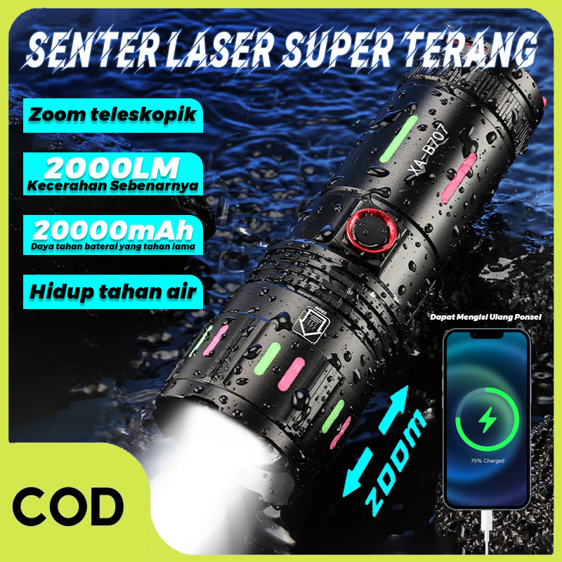 Jual [COD] Senter LED Super Terang Berdaya Tinggi Jarak Jauh Anti Air ...