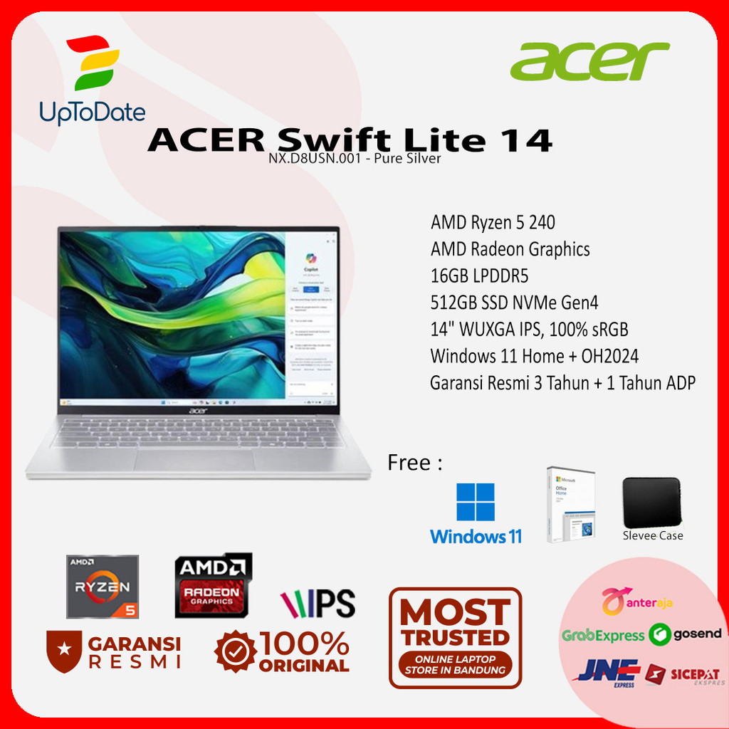 Jual Acer Swift Lite 14 SFL14-41M-R5D2 Air Edition Ryzen 5-240U 16GB ...