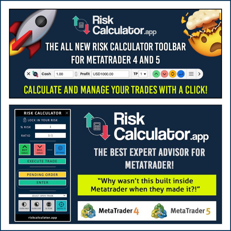 Jual Risk Calculator For MT4 & MT5 - Premium & Toolbar - Set of 2 Trade ...