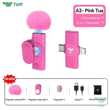 TNW A2 A3 2 In 1 Wireless Microphone Clip On Mic Magnetic Lavalier Mikrofon HP Plug Play