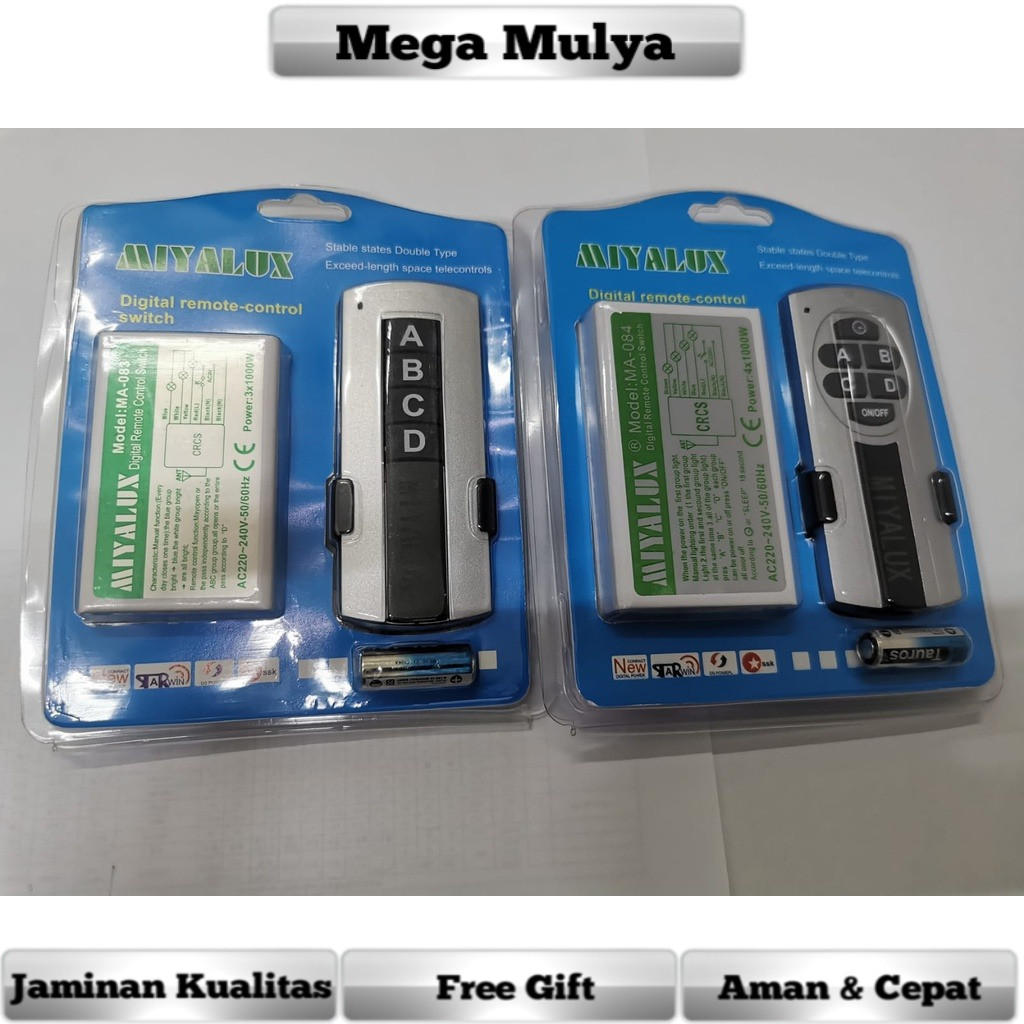Jual Remot Saklar Remote Switch Wireless 4 Way / 4 Jalur Channel 1000 ...