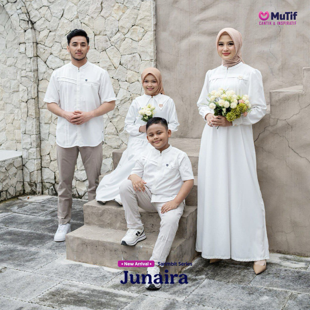 Jual MUTIF Gamis JUNAIRA Koko JUNA Sarimbit Keluarga Muslim Katun Putih ...