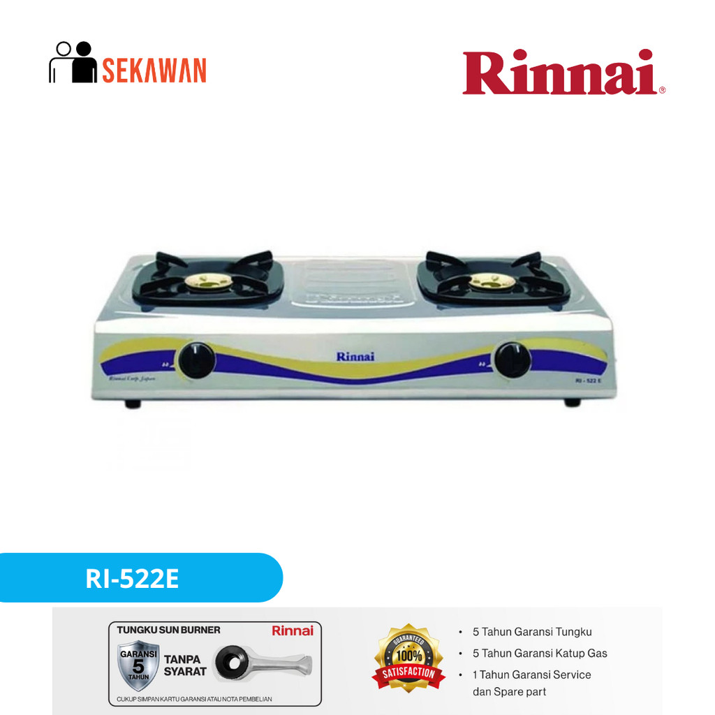 Jual Rinnai Kompor Gas 2 Tungku RI 522E / 522E | Shopee Indonesia