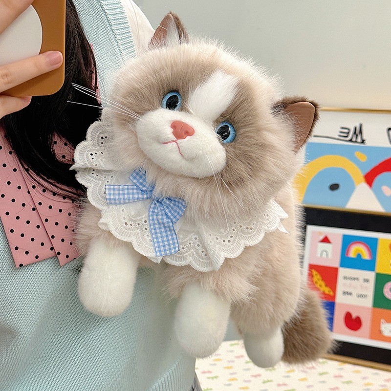 Jual Boneka Plush Kucing Ragdoll Simulasi dengan Musik, Bib Kitten ...