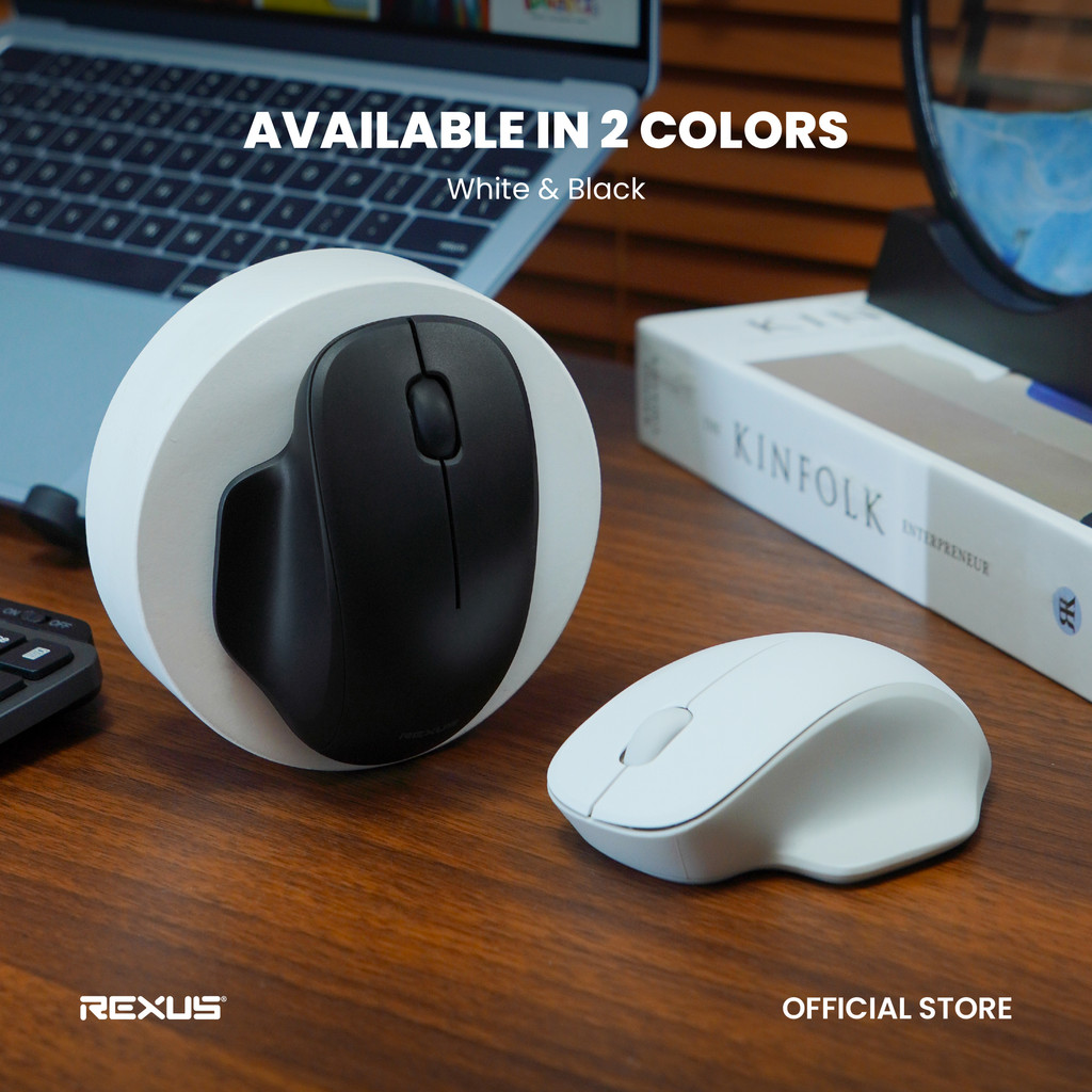 Rexus QB300 V2 Dual Mode Wireless Mouse Office Kantor - Ergonomic Shape Silent Click (6)