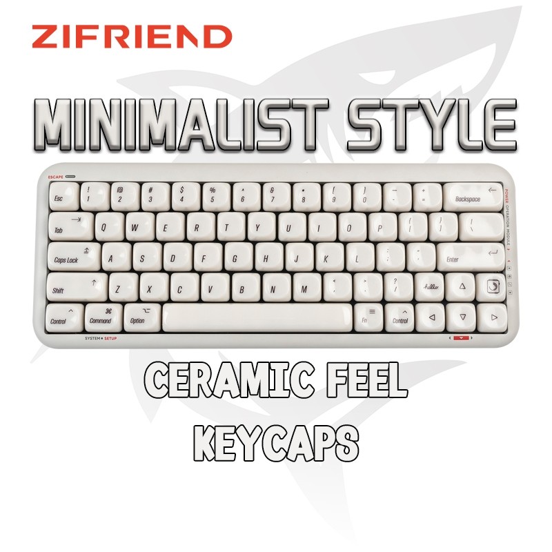 ZIFRIEND Minimalist Style Keycaps Ceramic feel 138 Keys Dye Sublimation MOA Profile Keycaps Set For DIY Mechanical Keyboard Keycap