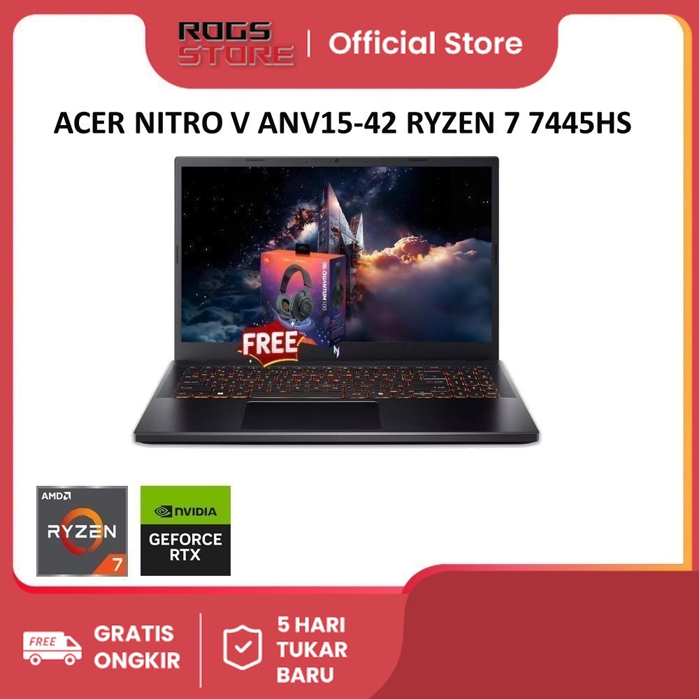 Jual ACER NITRO V 15A NV15.R60U - RTX4050 RYZEN 7 7445HS 16GB 512GB 15. ...