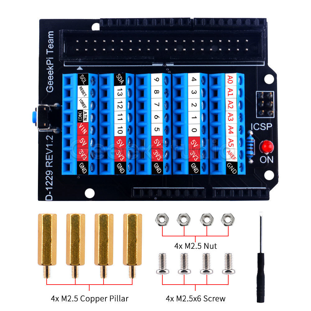 Jual Arduino UNO Screw Terminal Hat Expansion Board Presoldered ICSP ...