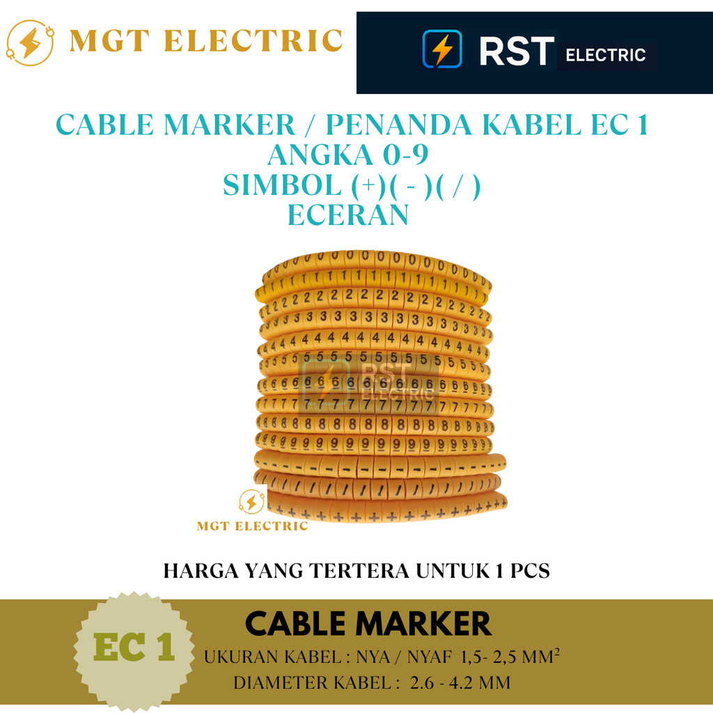 Jual Marker Kabel EC-1 / Cable Marker EC1 / ANGKA SIMBOL 0 - 9 ...