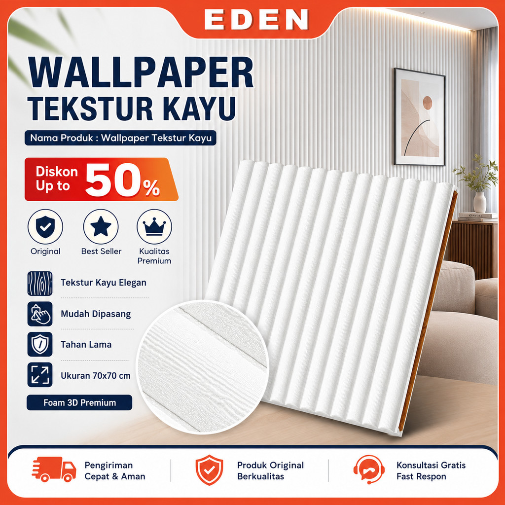 Eden - Wallpaper Sticker Dinding Foam Motif 3D Dekorasi Kamar / Plafon 70x70CM A53