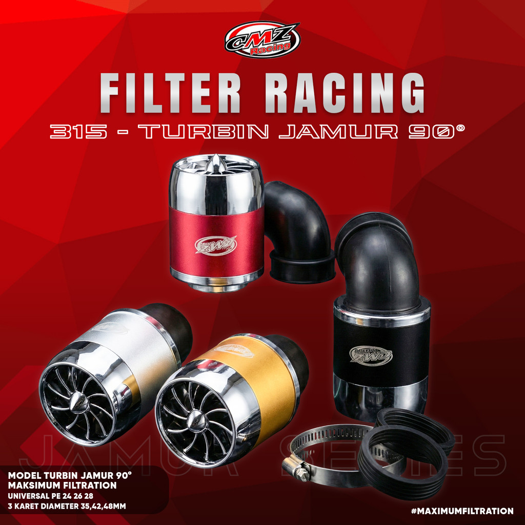 Jual CMZ Racing Filter Udara Racing Jamur Bengkok 90° – Turbin PE 24/26 ...