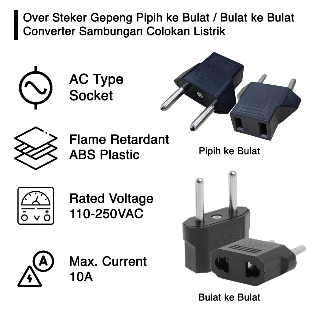 Jual Over Steker Adaptor Colokan Sambungan Converter Listrik Pipih ...