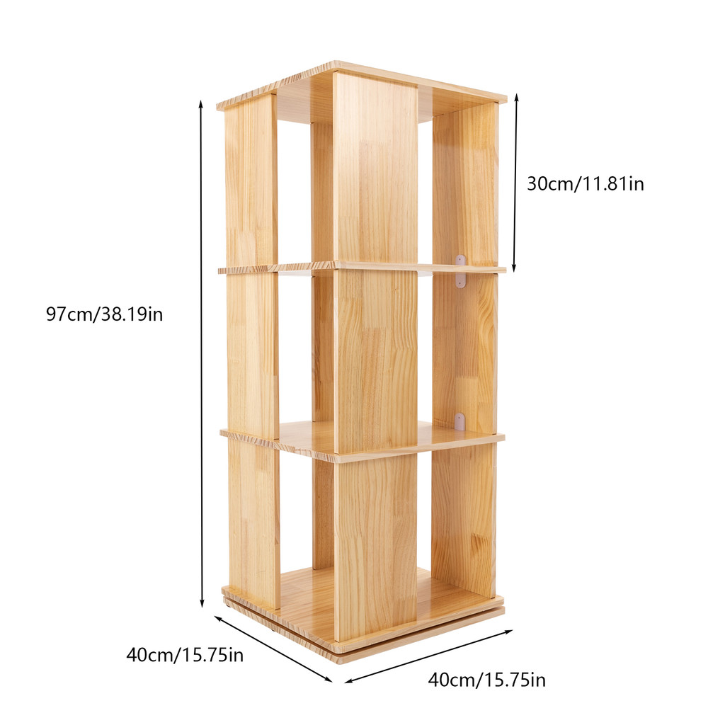 Jual 3-Tier Rotating Bookshelf 360° Revolving Bookcase Stackable ...
